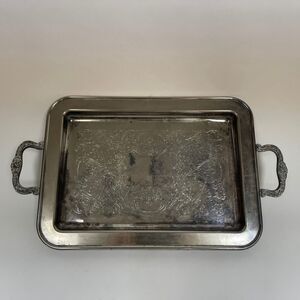 Rectangle Silverplate Tray with Handles Footed 17" x 9 3/4" x 1 5/8" high